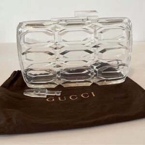 GUCCI Aristrographic‎ Plexiglass Clutch Purse READ